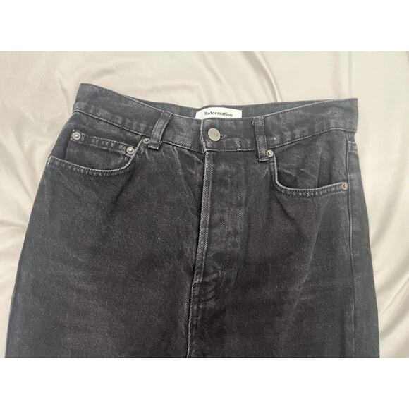Reformation Black High-Rise Straight Leg Jeans - Size 26 (Runs Small) EUC - Picture 4 of 8